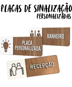 Kit 3 Placas de sinalização em MDF